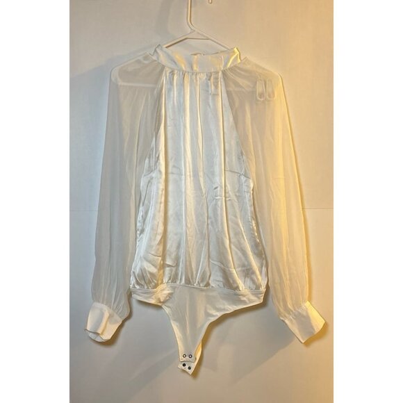 Abercrombie & Fitch Silk Sheer Body Suit Top (size medium) - Picture 3 of 9
